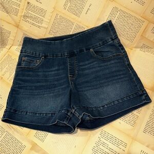 Classic Blue Jean Shorts, Stretchy Denim with High, fitted Waist band